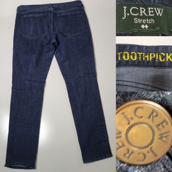 33 TALL JCREW TOOTHPICK STRETCH DARK DENIM JEANS 31 - Picture 1 of 12